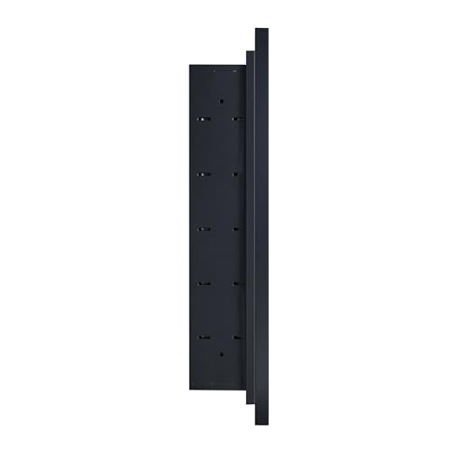 TEHOME Recessed Mount 16x26'' Squared Rectangle Matt Black Bathroom Medicine Cabinet with Mirror Black Metal Framed Rectanglular Medicine Cabinet 2 Adjustable Glass Shelves - color: Black