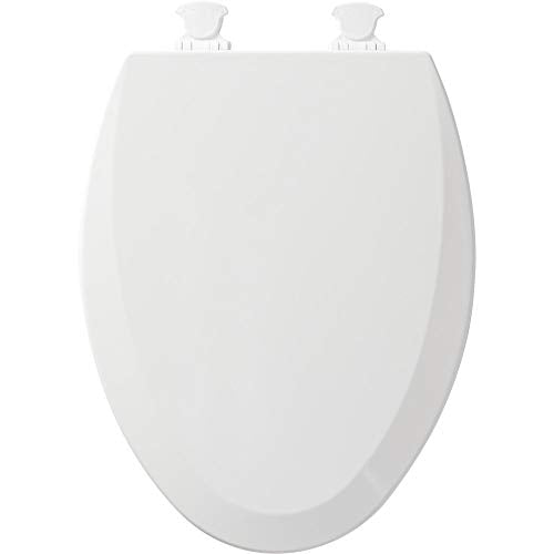 BEMIS 7300SLEC 000 Toilet Seat will Slow Close and Removes Easy for Cleaning, ELONGATED, White & 1500EC 390 Toilet Seat with Easy Clean & Change Hinges, Elongated, Durable Enameled Wood, Cotton White
