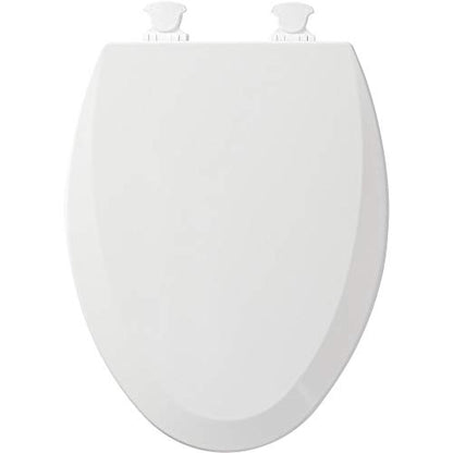 BEMIS 7300SLEC 000 Toilet Seat will Slow Close and Removes Easy for Cleaning, ELONGATED, White & 1500EC 390 Toilet Seat with Easy Clean & Change Hinges, Elongated, Durable Enameled Wood, Cotton White