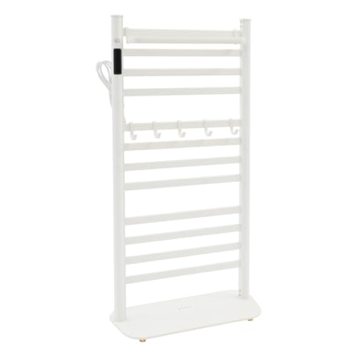Freestanding Towel Warmer Rack, Heated Electric Carbon Fiber, Timer (White) | Place in Bathrooms to Warm Towels and Dry Clothes—Carbon Fiber Heating Eliminates Dampness, Spa‑Like Comfort Daily. - color: White