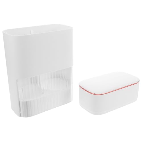 Wall Mount Paper Cup Dispenser and Holder, Double-Tube Ceramic White with Storage Box, Universal for Disposable Cups, Suitable for Water Coolers, Bathrooms, Offices, and Gyms