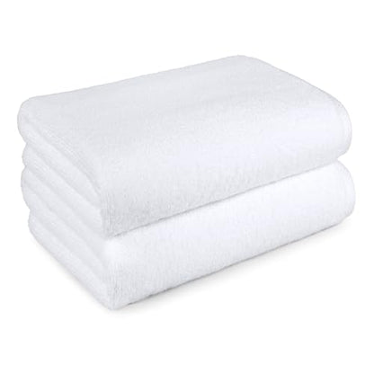 Amazon Basics 2-Piece Quick-Dry Oversize Bath Towel, 100% Cotton, 54" x 30", White - color: White, size: 2 Piece, style: Bath Towel (Pack of 2)
