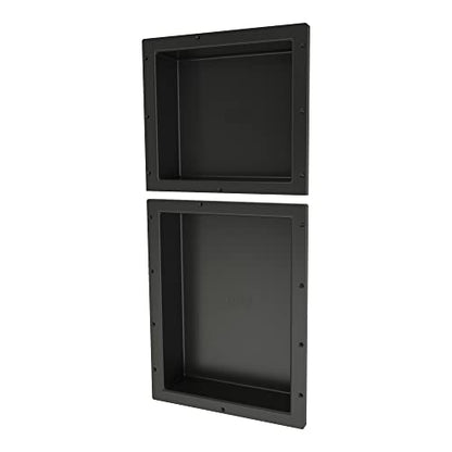 Tile Redi USA RND1614S-20 Niche Double Recessed Shower Shelf, Two Shelves, 34" H X 16" W, Black - size: 34" H X 16" W, style: 2 Shelves