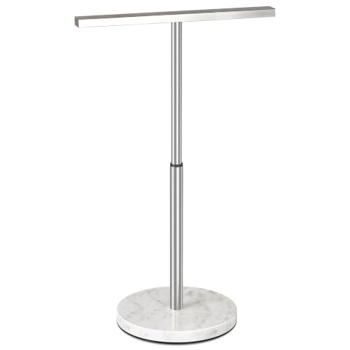 STWWO Hand Towel Stand, 11~18.8IN Adjustable Marble Base Brushed Nickel | for Bathroom, Kitchen & Countertop, T-Shape, Stainless Steel, with Sturdy Base - color: Brushed Nick(marble)