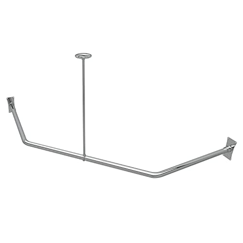 Naiture Neo-Angle Shower Curtain Rod, 18-1/2" X 26" X 18-1/2", Chrome | 304 Stainless Steel, Includes 36" Ceiling Support and Mounting Hardware, Cut to Fit, Permanent Wall Mount, Rustproof - color: Chrome, size: 18-1/2" X 26" X 18-1/2"