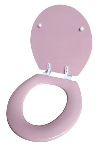 American Dream 17" MDF Toilet Seat – Pink Finish, Durable Medium-Density Fiberboard Construction with Easy-Install Hardware and Standard Round Fit - color: Pink