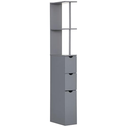 HOMCOM 54" Tall Bathroom Storage Cabinet, Freestanding, 2-Tier Shelf, Grey | Linen Tower, Drawers, Narrow Side Floor Organizer - color: Grey