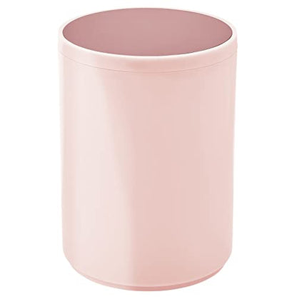 mDesign Plastic Small Slim Round 1.7 Gallon/6.5 Liter Trash Can with Removable Swing Lid - Light Pink/Rosette Pink - color: Light Pink/Rosette