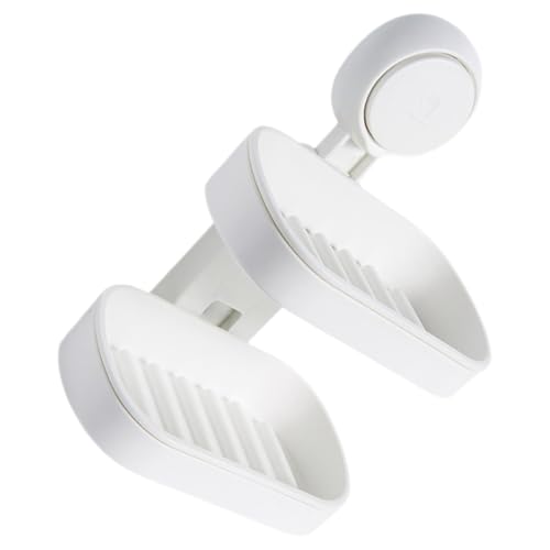 GALPADA Double Layer Suction Cup Soap Holder Wall Mount Soap Dish with Drain Design Non-Punch Bathroom for Shower and Kitchen Use