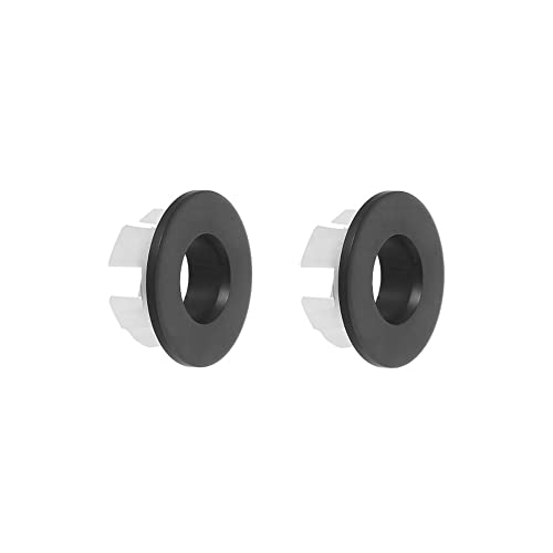 2 Pack Sink Overflow Ring Matte Black Bathroom Vanity Sink Overflow Cover Insert in Round Trim Cap Brass Material