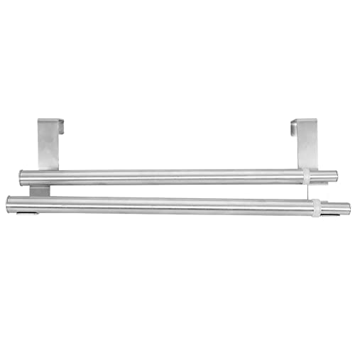 Retractable Towel Rack for Bathroom, Wall Mounted or Over The Door Adjustable Towel Bar, Stainless Steel Towel Holder for Kitchen, Space Saving Organizer for Towels and Robes