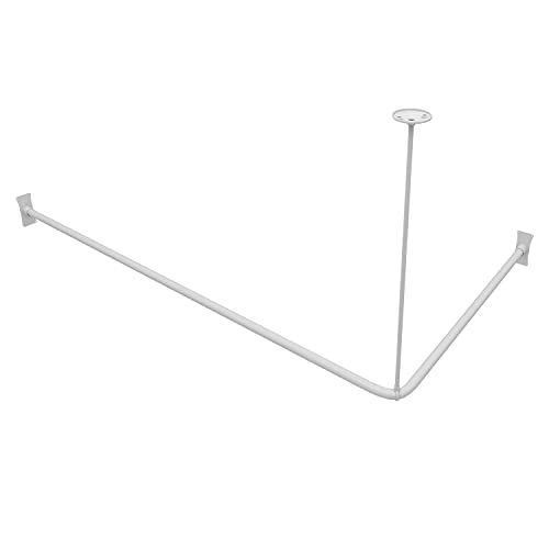 Naiture Stainless Steel 60" x 30" Corner Shower Curtain Rod, Matte White - color: Matte White, size: 60'' x 30''