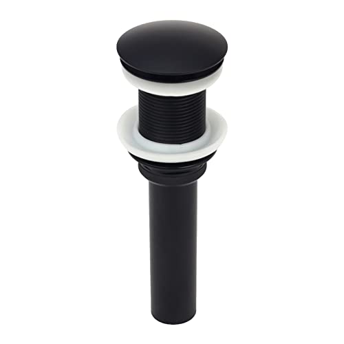 Matte Black Push Button Bathroom Sink Drain Stop & Pop Lavatory Stopper Without Overflow Bathroom Basin - color: Matte Black, style: Without Overflow