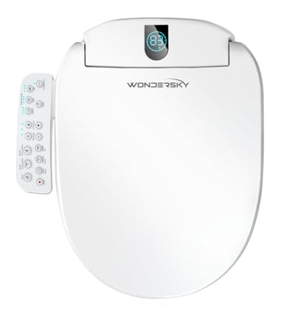 Round Bidet Toilet Seat, Smart Heated Toilet Seat with Warm Water and Dryer, Soft Close Bidet Seat with Adjustable Temperature, Stainless Steel Nozzle - size: Round