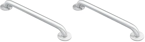 Moen DN8712 Bathroom Safety 12-Inch Stainless Steel Bathroom Grab Bar, Stainless (Pack of 2) - size: (Pack of 2)
