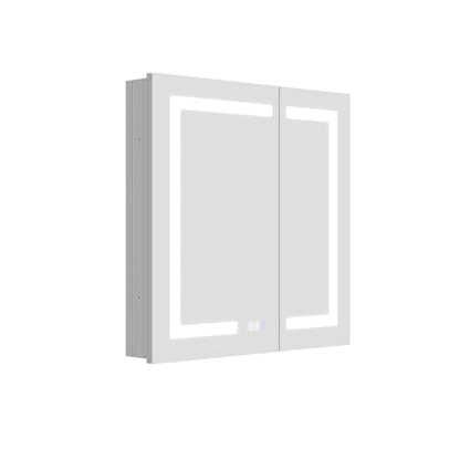 30x30" Wall-Mounted LED Bathroom Medicine Cabinet, Anti-Fog, 3 Color Temp | Surface-Mount/Recessed, Double-Sided Mirror Cabinet with DTC Silent-Close Hinges, Adjustable Tempered Glass Shelf - size: 30W x 30H Inch