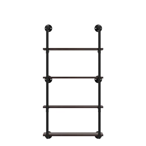 Industrial Pipe Shelves With Wood Planks,Rustic Pipe Shelving Wall Shelf | Metal Pipe Solid Pine Wood,Easy to Assemble,Wooden Board Thickness 0.78 In,For Bar Farmhouse Kitchen Office Bathroom,Bedroom - color: 4-layer, size: 24in