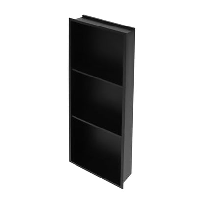 2-Tiers 12x24 Shower Niche with LED Light Strips, Matte Black Shower Niche Cabinet, Recessed Wall Cabinet, Stainless Steel Bathroom Shelf for Bathrooms, Kitchens, Toilets (12x36in) - size: 12x36in