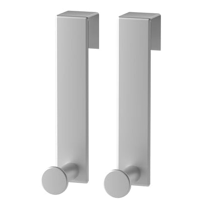 Over The Door Cabinet Hooks 2 Pack for Kitchen and Bathroom Cabinets Drawers up to 0.86in Thick, Brushed Stainless Steel No Drill - color: Silver