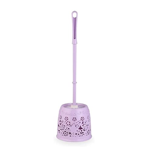 Toilet Brush Plastic Home Toilet Brush Holder Stand Guard Set Bathroom Cleaning Tools Cleaning Brush Long Handle Toilet Brush Toilet Tools (Color : Purple) - color: Purple