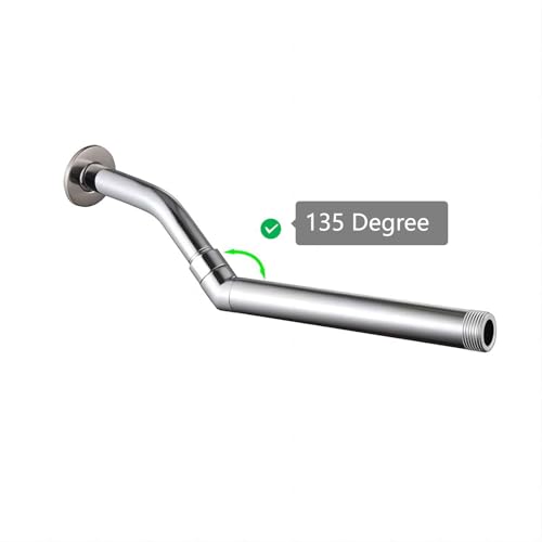 Shower Head Adapter,Solid Brass 135 Degree Shower Elbow Adapter,G1/2" Showers Head Extension Arm Connector (Chrome) (spinable)