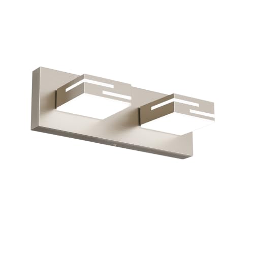 LED Modern Bathroom Vanity Light Fixtures, Dimmable Brushed Nickel Vanity Lights for Bathroom Lighting Fixtures Over Mirror, with 360° Rotatable Acrylic Heads 2-Light 16-inch (Cool White 6000K) - color: Nickel, size: 2-light, 16-inch