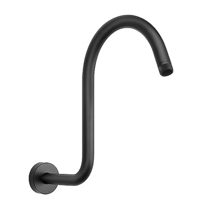 S Shaped Shower Arm, High Rise Shower Head Extension Pipe Standard 1/2" Connection with Flange, Awesome Shower Experience-Stainless Steel Bathroom Accessory(13 Inch 2-S Shape, Matte Black) - color: Matte Black, style: 13" 2 Shape