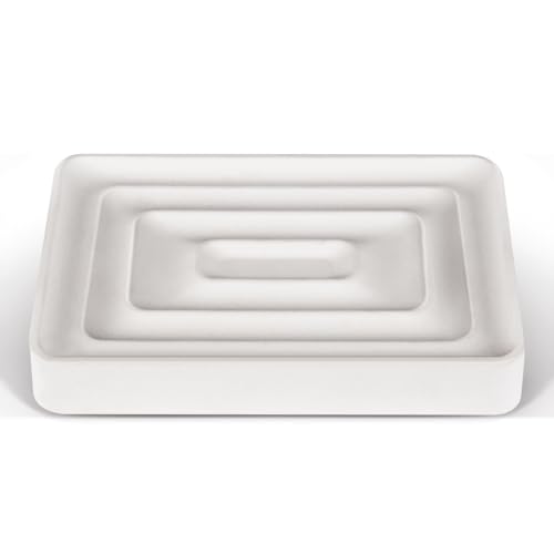 1 Pack Diatomite Soap Dish Holder, Quick Dry Stone Bath Tray, Soap Holder | Diatomaceous Earth Stone Soap Holder, Water Absorbent Rectangular Soap Dish, Diatomite Soap Trays for Bar Soap, White - color: White/Square, size: 1-Pack