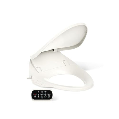 Kohler PureWash E750 Elongated Heated Bidet Toilet Seat, Touchscreen Remote Control, Biscuit, Quiet-Close Grip-Tight Lid, Self-Cleaning Wand, Warm Water Bidet, Adjustable Water Pressure, Nightlight - color: Biscuit