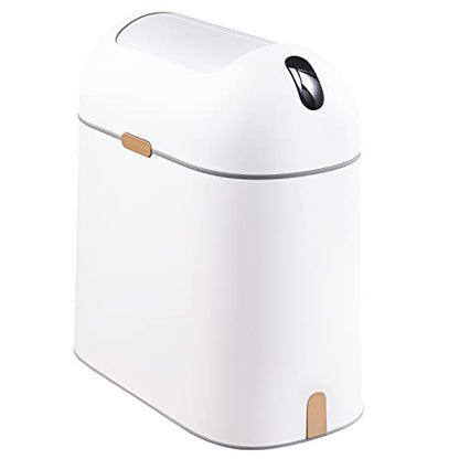 ELPHECO Bathroom Trash Can with lid 2.5 Gallon, Motion Sensor, White Golden | Waterproof Garbage Can, Automatic Waste Basket, Butterfly Lid, Plastic Garbage Bin for Bedroom and Office - color: White