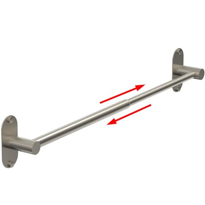 Towel Bar, Adhesive or Drill Wall Mount, Brushed Nickel, 1 Pack | Adjustable 14.4 to 25.2 Inch, 304 Stainless Steel Hand Towel Holder, Round Base Towel Racks for Bathroom, Kitchen Use - color: Standard Length–nickel