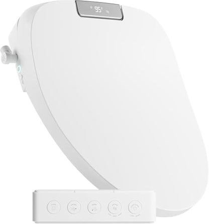 TUSHY Aura Luxury Electric Bidet Seat, Auto Open, Heated, Elongated | Remote Control, Adjustable Temperature, Self-Cleaning Nozzle, Instant Warm Water and Air Dryer, GFCI Outlet Required - style: Aura Elongated Bidet Seat