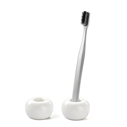 2Pcs Ceramic Toothbrush Holders for Bathrooms Countertop Toothbrush Holder Single Mini Toothbrush Holder Pen Holder Razor Holder Bathroom Tooth Brush Holder Toothbrush Stand - color: White