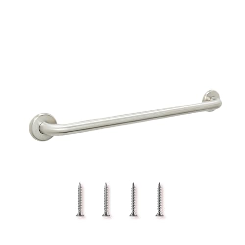 12” Shower Handle Smooth Grip | 304 Stainless Steel Grab Bars for Bathtubs and Showers | Brushed Nickel ADA Standard Hand Rails for Seniors, Children, Injured People | Supports Upto 400lbs - size: 12 in. Smooth Grip