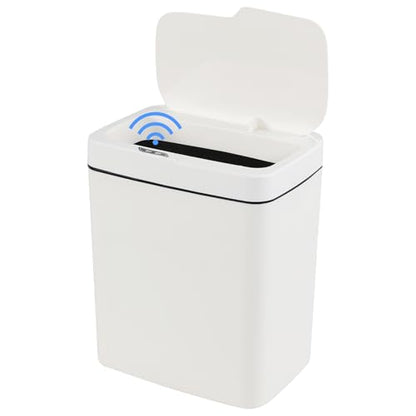 Teyyvn 4 Gallon Automatic Motion Sensor Bathroom Trash Can with Lid, White | Plastic Smart Garbage Can Touchless, Automatic Trash Can, Plastic Trash Bins for Bedroom Office Kitchen Toilet