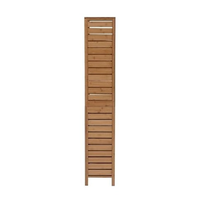 Tall Bamboo Cabinet, 6-Shelf Tower with Door, Natural Brown Finish, 61.75" H x 16.13" W x 11" D, Sturdy Linen Storage Organizer, Versatile Design for Bathroom or Home Use