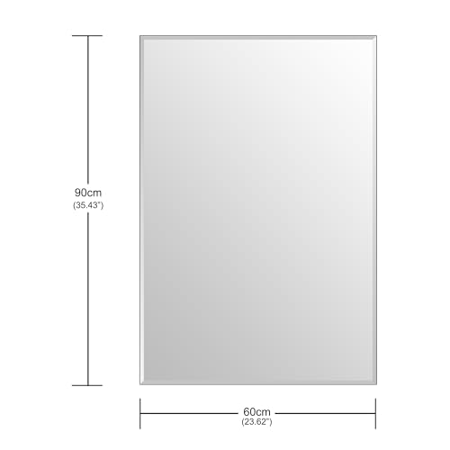 Ruomeng Wall Mirror Beveled Edge Frameless Mirror 24” x 36" Accent Mirror for Bathroom Vanity and Entryway - size: 36"L x 24"W