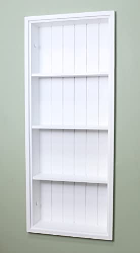 14x36 Sloane Recessed Wall Niche Medicine Cabinet Replacement, in The Wall Bathroom Cabinet Insert Shelf/Shelves, Made in North America, Real Wood, NO MDF, Beadboard, White - color: White, size: 14x36