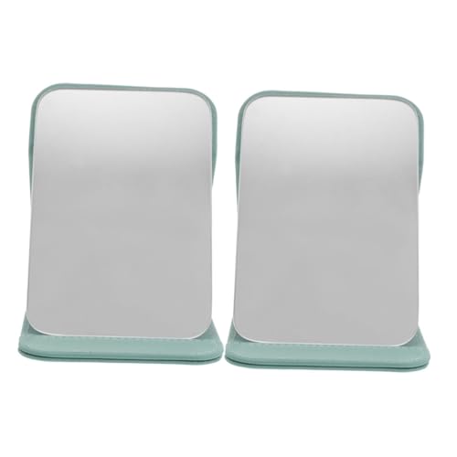 Healeved 2pcs Foldable Travel Vanity Mirror with Stand Small Desktop Makeup Mirror for Dorm Bedroom Bathroom Countertop Use