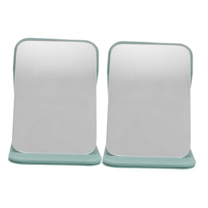 Healeved 2pcs Foldable Travel Vanity Mirror with Stand Small Desktop Makeup Mirror for Dorm Bedroom Bathroom Countertop Use