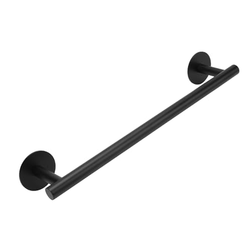 Self Adhesive Towel Bar,16" Matte Black No Drill Bathroom 304SS Towel Rack - color: Matte Black, size: 15.7 Inch