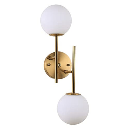 BYOLIIMA Gold Globe Wall Sconce, 7.5" W x 20" H, G9 Base, Compatible with LED or Halogen Bulbs, Perfect for Bathroom, Kitchen, Living Room, Home Office, Lobby, Bedroom - color: Gold