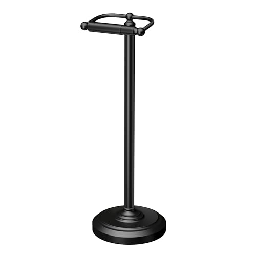 Gatco 1436MX Toilet Paper Holder Stand, Weighted Base, Matte Black, Freestanding Bathroom Floor Stand, 22 Inch - color: Matte Black