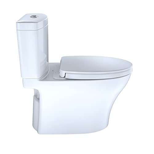 TOTO Aquia IV WASHLET+ Two-Piece Elongated Dual Flush 1.28 and 0.9 GPF Toilet with CEFIONTECT, Cotton White - MS446124CEMGN#01