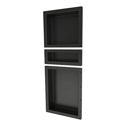 Redi Niche Triple Recessed Shower Shelf – Black, Three Shelves, 16-Inch x 40-Inch x 4-Inch - size: 40" H x 16" W, style: 3 Shelves