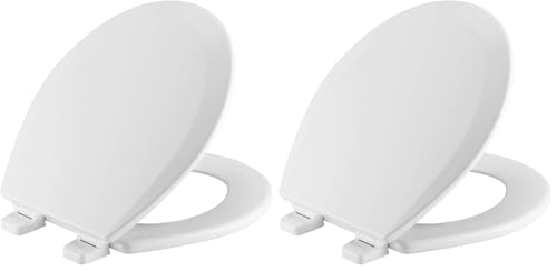 Bemis 500TTT Durable Wood Toilet Seat, Secure Hinges Stay Tight, Made in USA, Round, White (Pack of 2) - size: ROUND (Pack of 2)