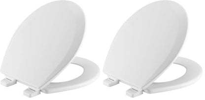 Bemis 500TTT Durable Wood Toilet Seat, Secure Hinges Stay Tight, Made in USA, Round, White (Pack of 2) - size: ROUND (Pack of 2)