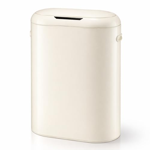 IDEALHOUSE 13 Gallon Trash Can, Automatic Touchless Kitchen Trash Can with Motion Sensor Lid, Slim Garbage Can with Soft-Close Lid, PP Trash Bin Easy Clean, 50L White for Bathroom Office Bedroom
