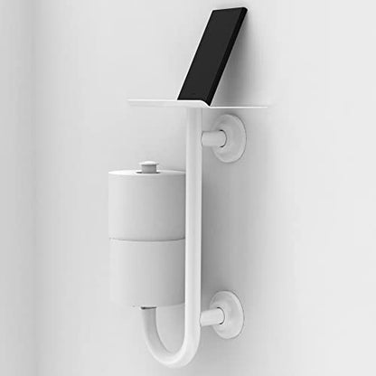 3-in-1 Stainless Steel Double Toilet Paper Holder with Heavy Duty Grab Bar and Top Shelf for Wet Wipes, Napkins, Phone, Pad. (White, Right-Hand) - color: White, size: Right-Hand