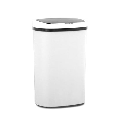 13 Gallon Trash Can,Automatic Soft Close Large Garbage Can with Lid,Indoor Smart Trashcans for Kitchen,Waterproof Trashcans for Kitchen,Touch-Free Trash Can,White - color: White, style: 1 piece